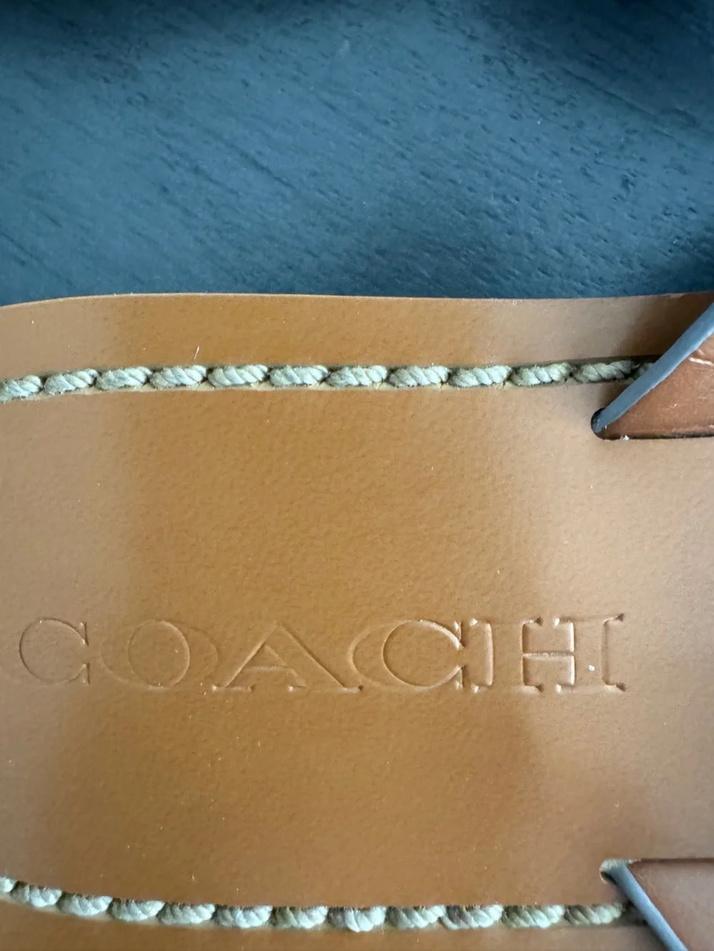 Coach Metallic Silver Heart-Detail Leather Flip Flop Sandals SZ 6.5